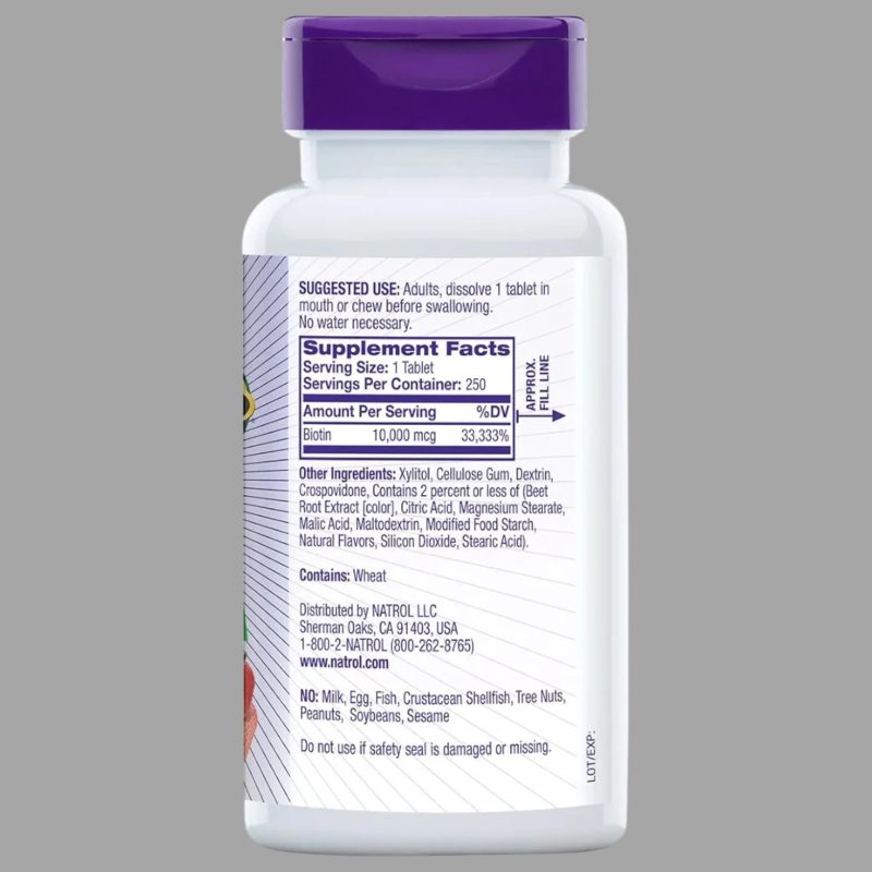 Natrol Biotin Beauty 10,000mcg (250Tablets) - Image 4