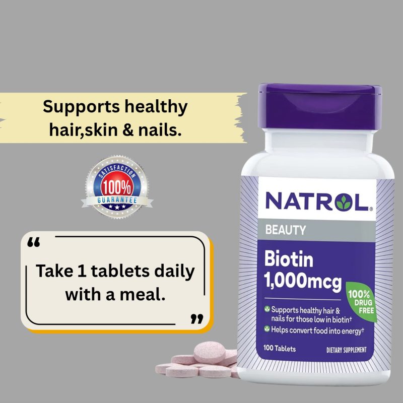Natrol Biotin 1,000mcg 100 tablets - Image 2