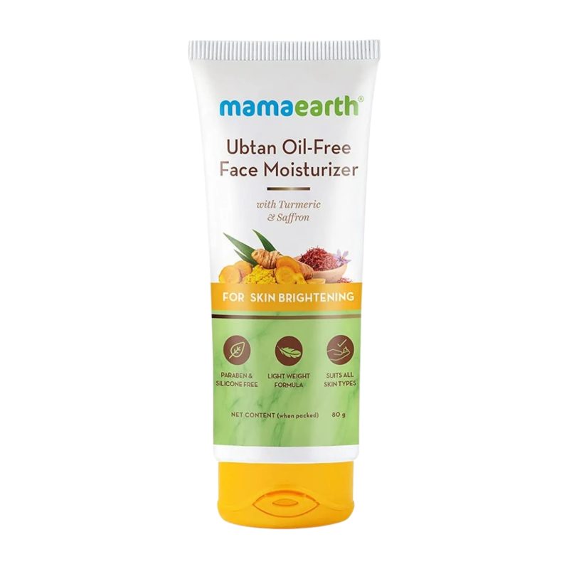 MAMAEARTH Ubtan Oil-Free Face Moisturizer for Radiant Skin | Enriched with Saffron & Turmeric | Long-Lasting Hydration & Non-Sticky Moisturization | 2.71 Fl Oz (80ml)