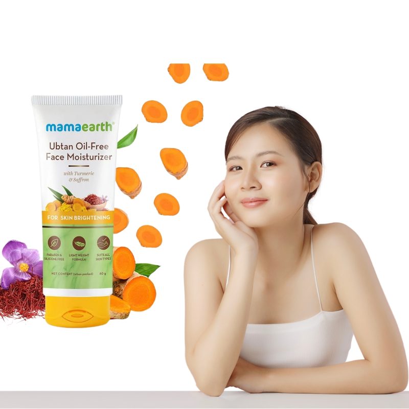 MAMAEARTH Ubtan Oil-Free Face Moisturizer for Radiant Skin | Enriched with Saffron & Turmeric | Long-Lasting Hydration & Non-Sticky Moisturization | 2.71 Fl Oz (80ml) - Image 2