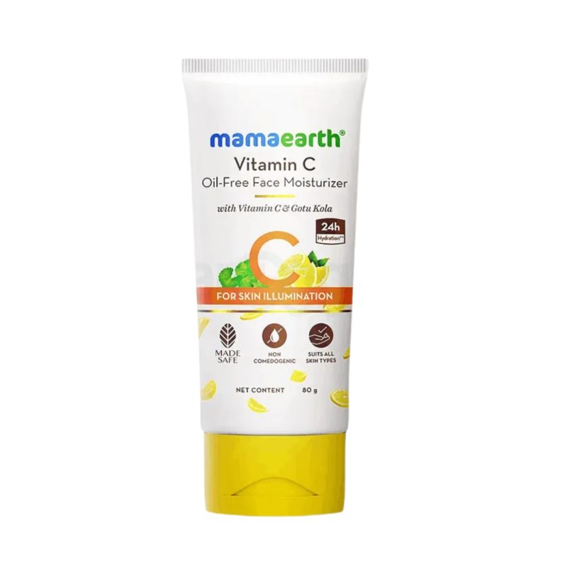 MAMAEARTH Vitamin C Oil-Free Face Moisturizer | Skin Illumination with Gotu Kola | Reduces Dryness & Restores Radiance | Non-Sticky Moisturization | 2.71 Fl Oz (80ml)