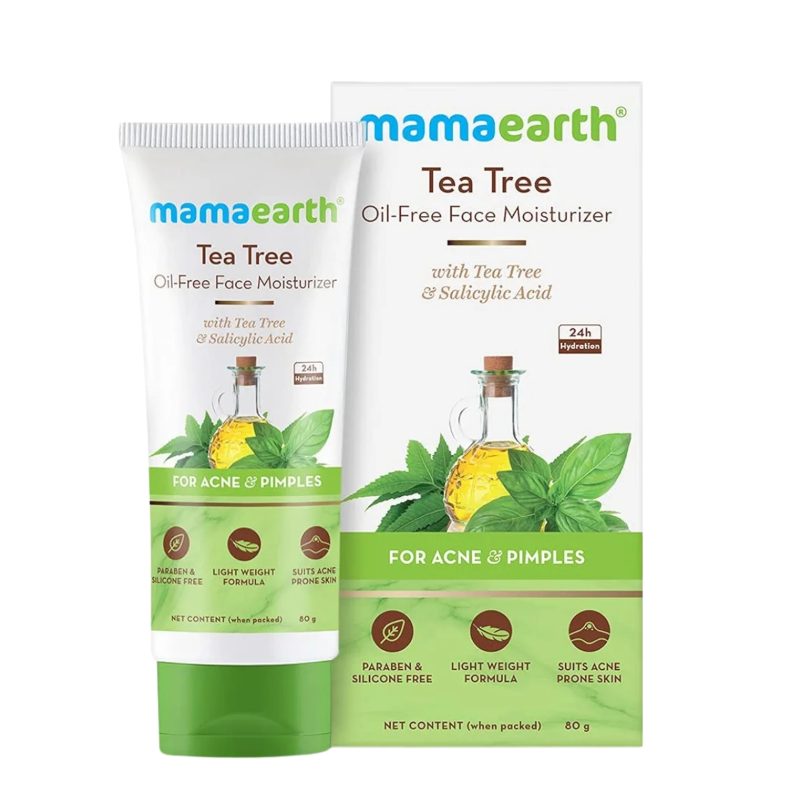 MAMAEARTH Tea Tree & Salicylic Acid Oil-Free Face Moisturizer | with Anti Acne & Anti Pimples Properties | Controls Oil & Gives Long Lasting Hydration | Non-Comedogenic | 2.71 Fl Oz/80 ml - Image 3