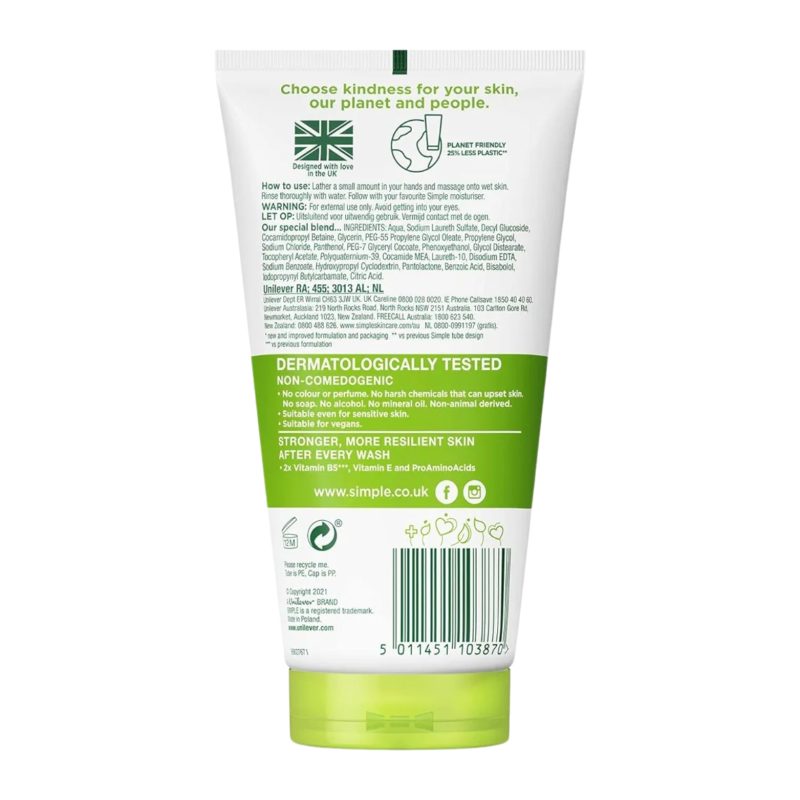 Simple Kind to Skin Moisturising Facial Wash (150ml) - Image 3