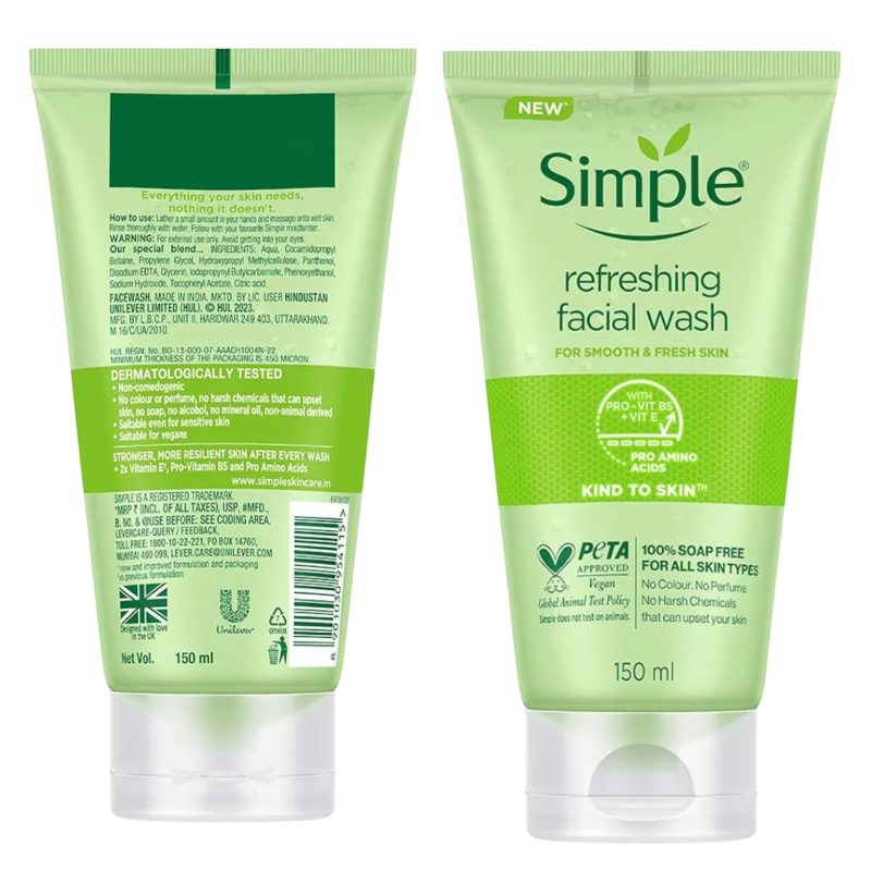 Simple Kind to Skin Refreshing Facial Wash Gel ,150 ml (5 Ounce) - Image 3