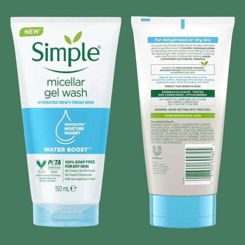 Simple Water Boost Micellar Gel Facial Wash, 5 Oz (150 ML) - Image 2
